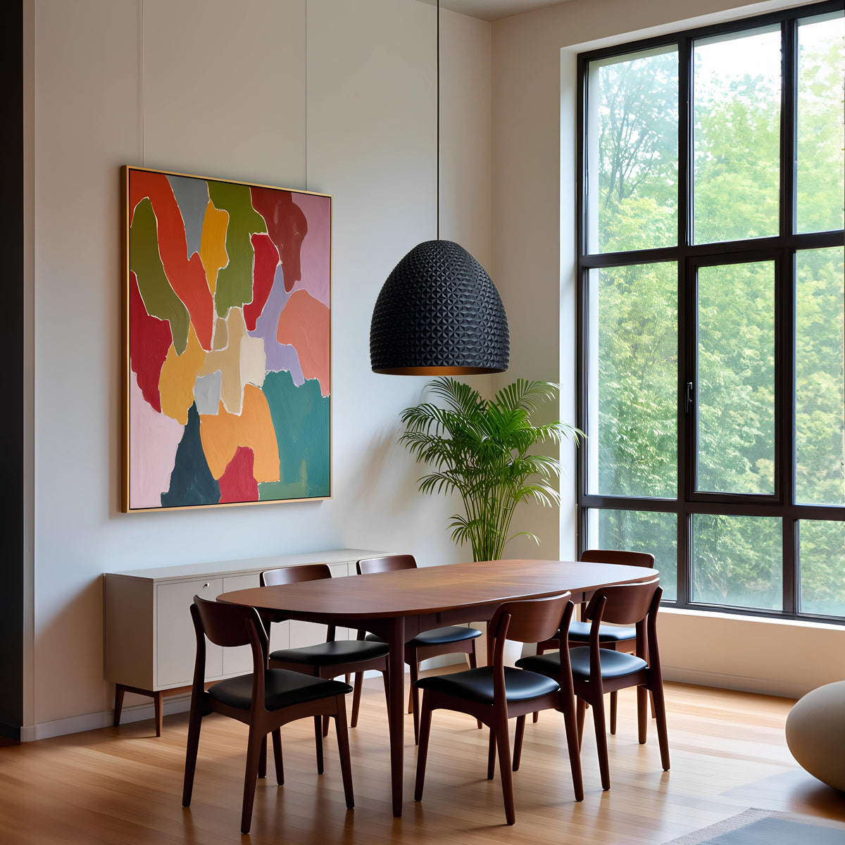 Luxury Black Geometric Pendant Light – Sculptural Designer Ceiling Lighting
