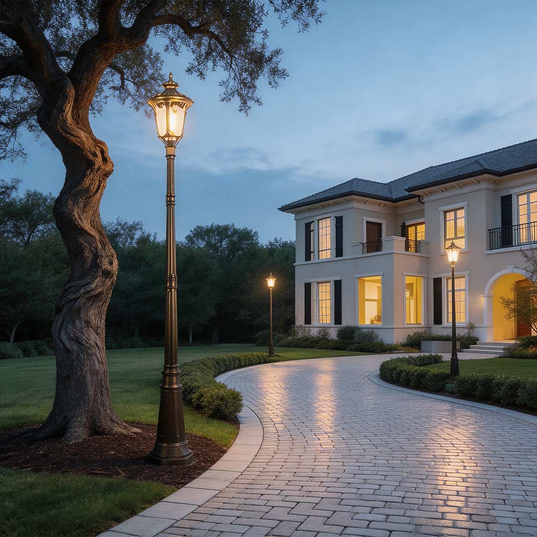 Bronze Retro Hardwired Post Light | Aluminum Outdoor Lamp