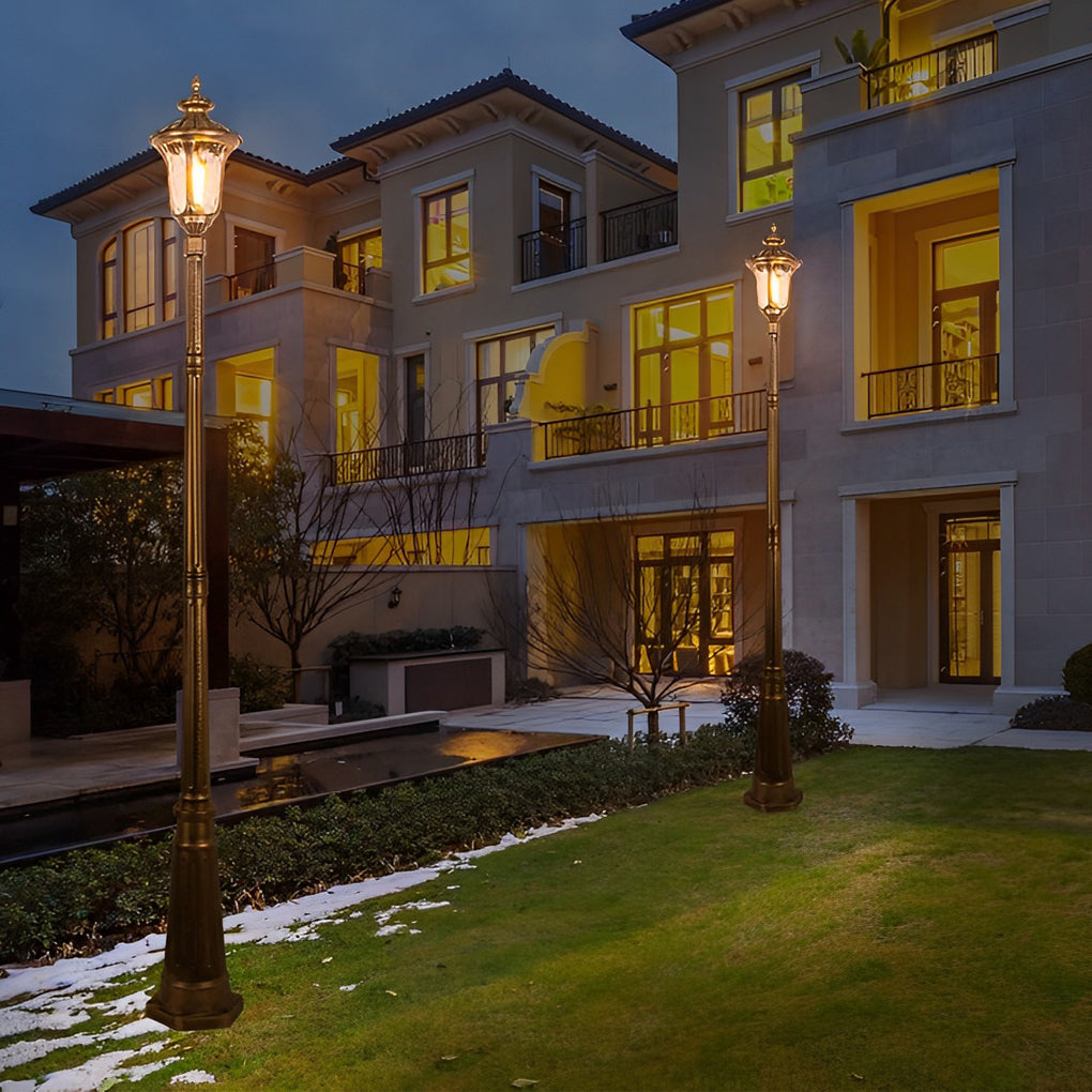 Bronze Retro Hardwired Post Light | Aluminum Outdoor Lamp