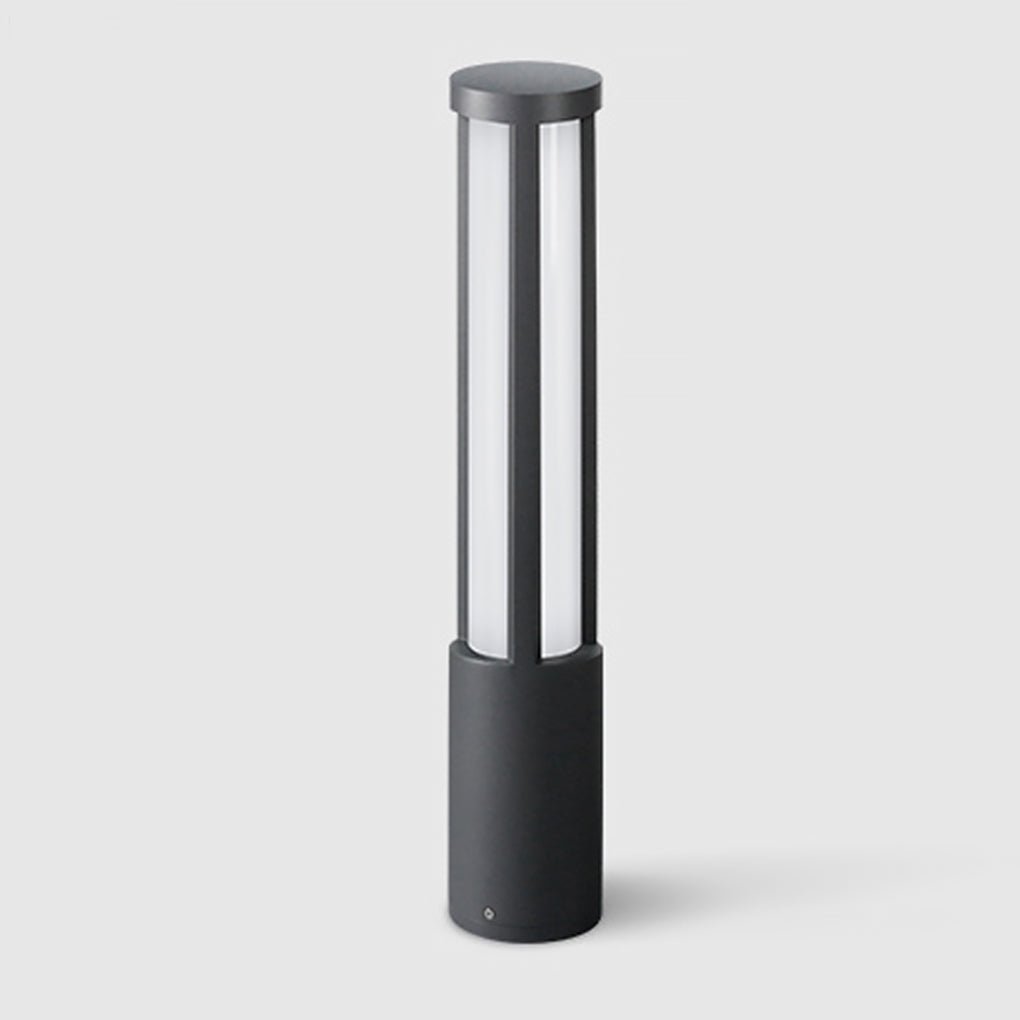 Round Modern LED Bollard Light | Black Landscape Path Light