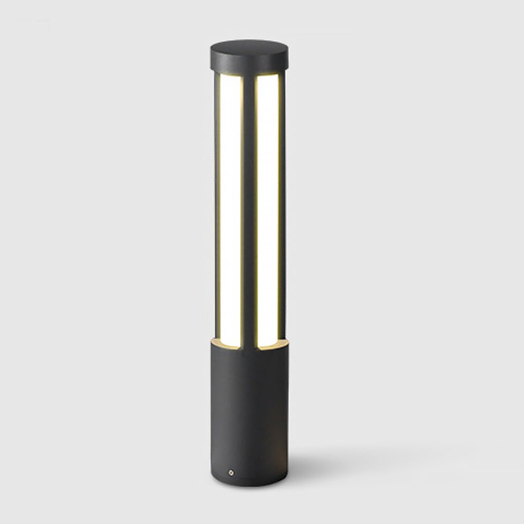 Round Modern LED Bollard Light | Black Landscape Path Light