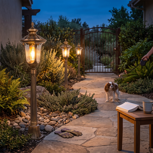 Bronze Retro Hardwired Post Light | Aluminum Outdoor Lamp