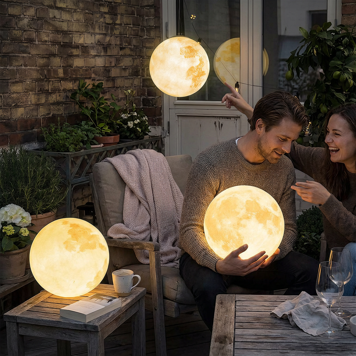 Lunar Modern Moon Pendant | White Outdoor Garden Light