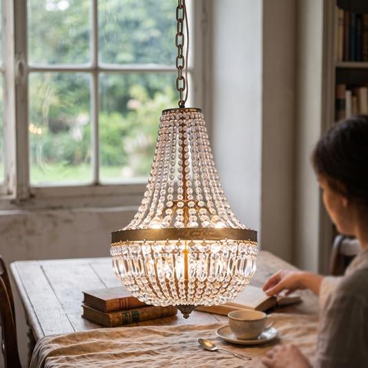 Crystal Modern Lantern Pendant | Gold Outdoor Venue Light