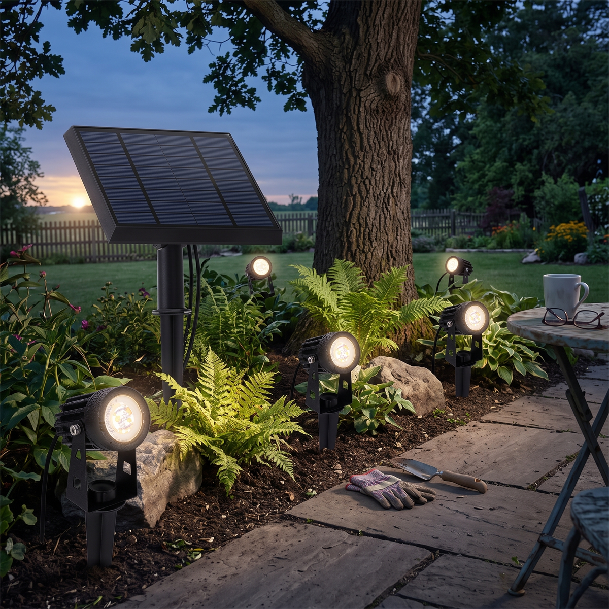 Solar Multi-Head Spotlight | 270° Landscape Tree Light