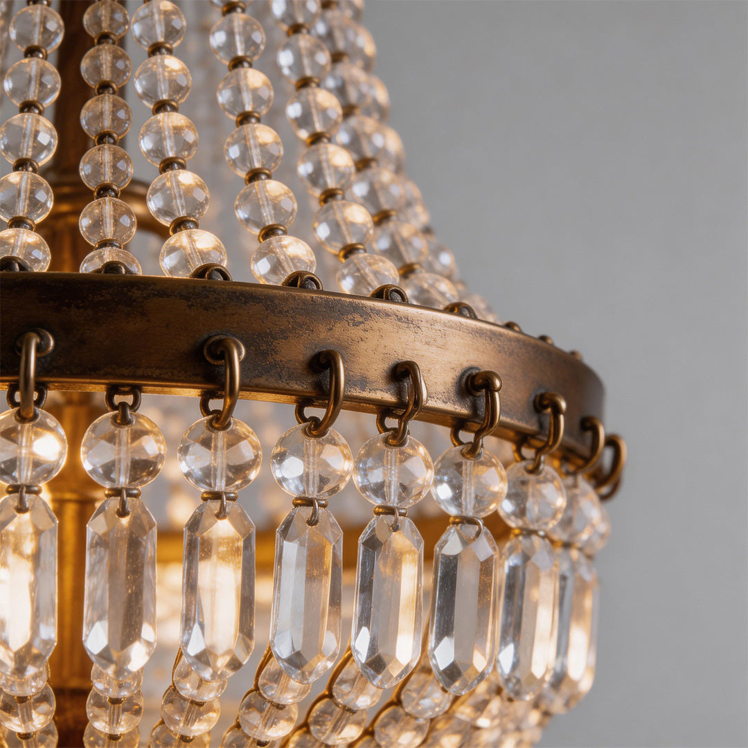 Crystal Modern Lantern Pendant | Gold Outdoor Venue Light