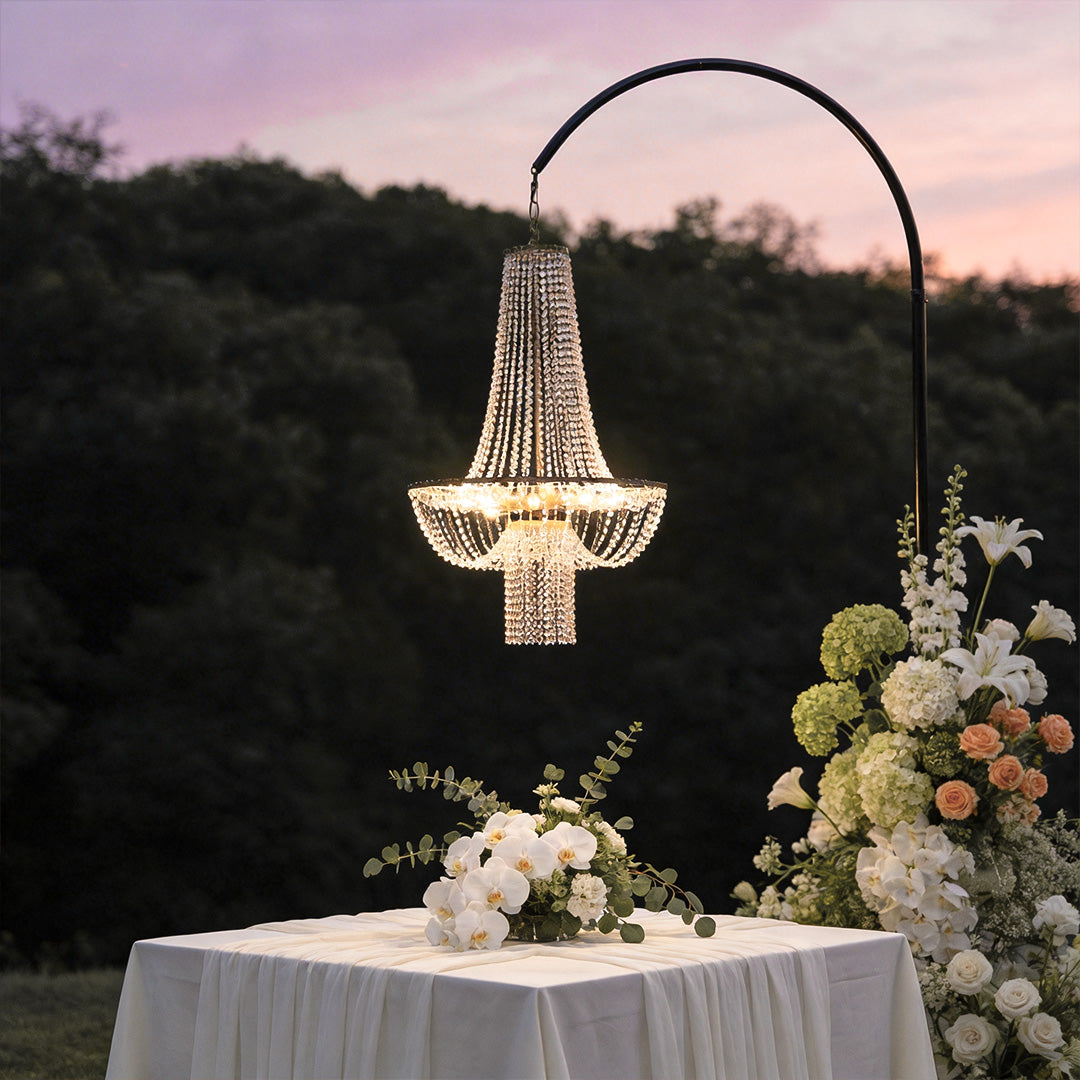 Beaded European Chandelier | Gold Outdoor Wedding Light