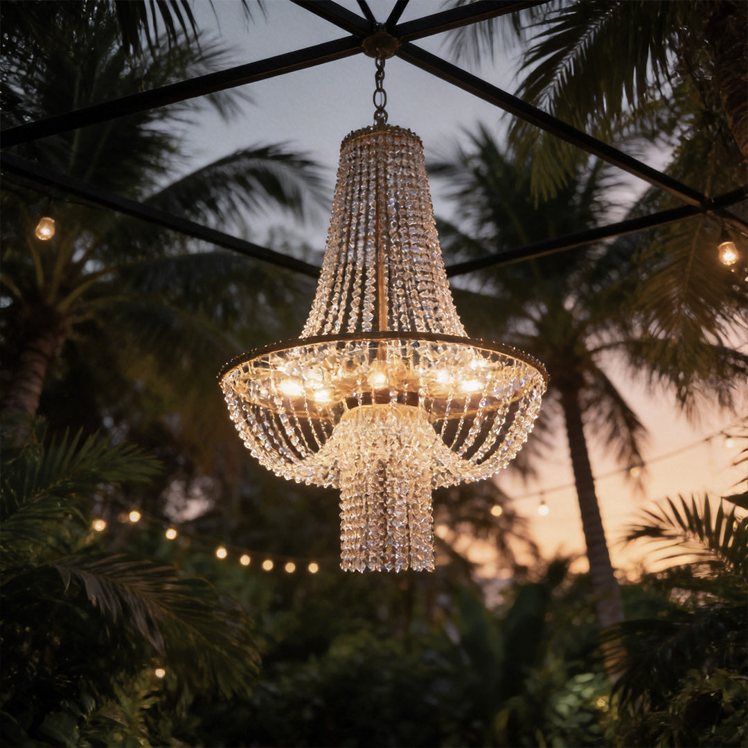 Beaded European Chandelier | Gold Outdoor Wedding Light