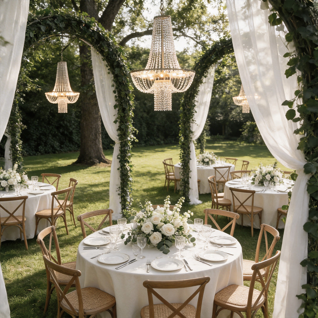 Beaded European Chandelier | Gold Outdoor Wedding Light