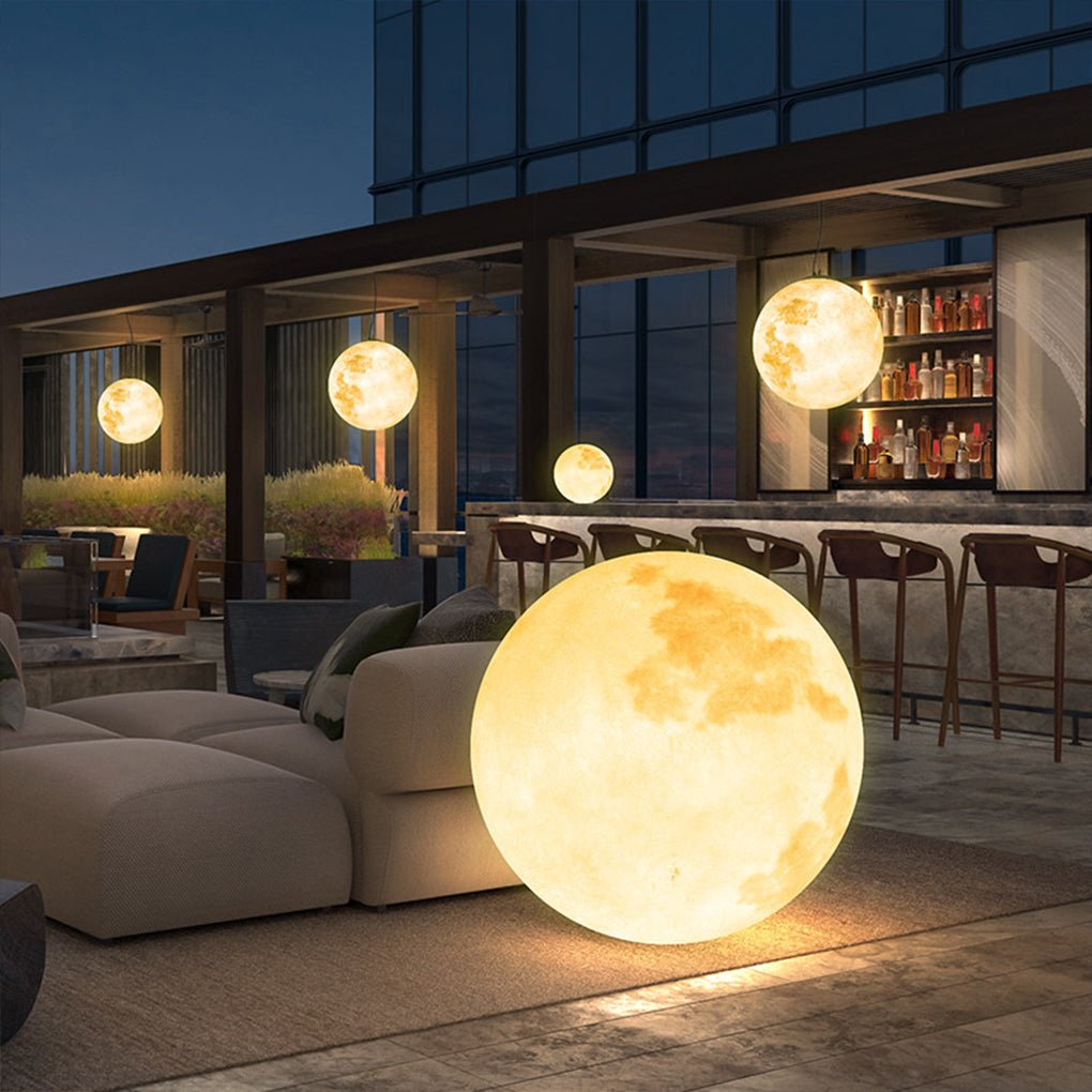 Lunar Modern Moon Pendant | White Outdoor Garden Light