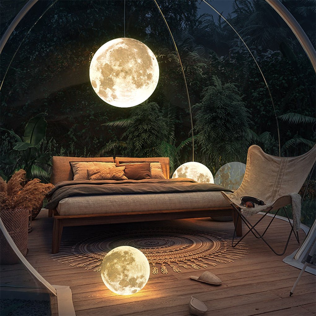 Lunar Modern Moon Pendant | White Outdoor Garden Light
