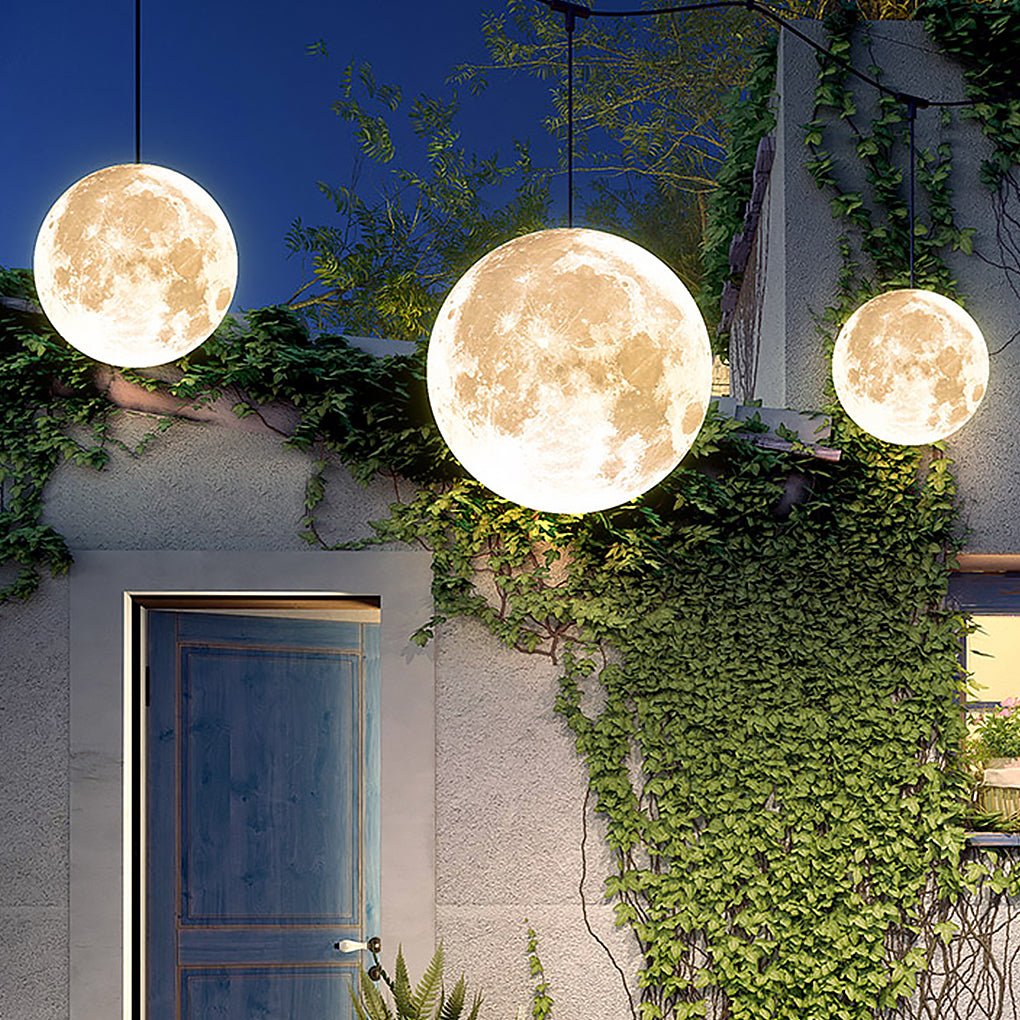 Lunar Modern Moon Pendant | White Outdoor Garden Light