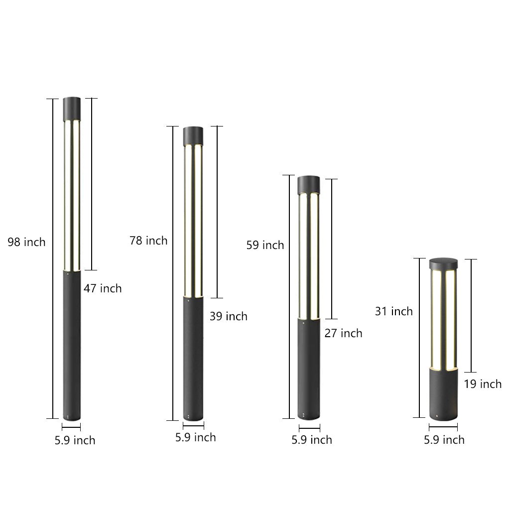 Round Modern LED Bollard Light | Black Landscape Path Light